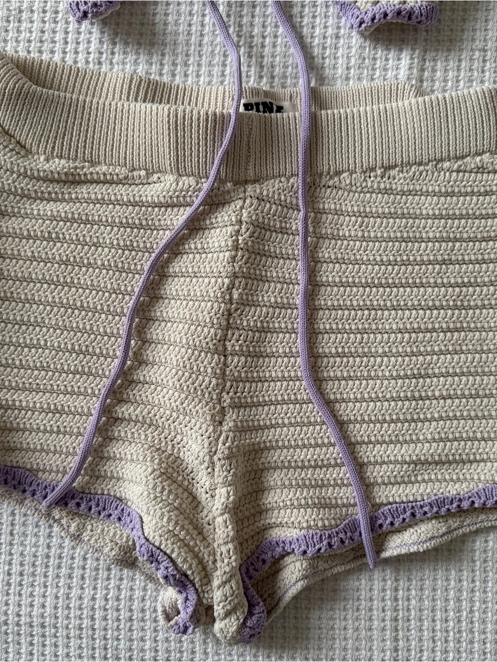 Cream & Lavender Crochet Swim Cover Up Set